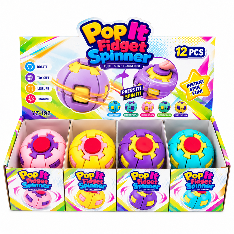 (image for) SP-01 Assorted Colors Pop It Fidget Spinner Ball Box Of 12